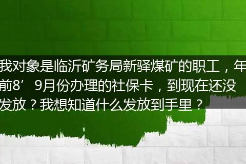 我对象是临沂矿务局新驿煤矿的职工，年前8’9月份办理的社保卡，到现在还没发放？我想知道什么发放到手里？