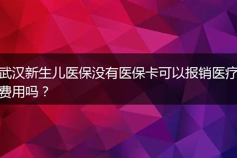 武汉新生儿医保没有医保卡可以报销医疗费用吗？