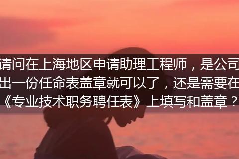 请问在上海地区申请助理工程师，是公司出一份任命表盖章就可以了，还是需要在《专业技术职务聘任表》上填写和盖章？