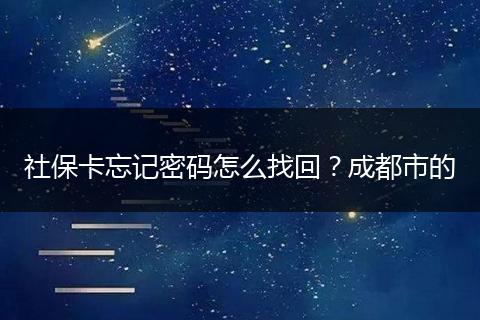 社保卡忘记密码怎么找回？成都市的