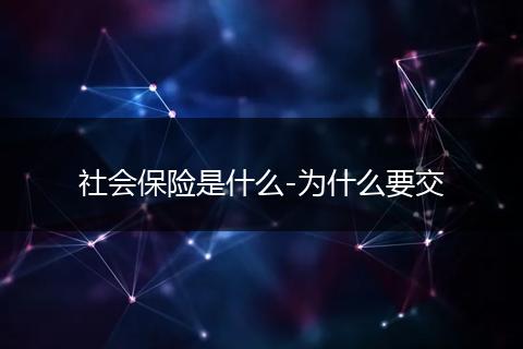 社会保险是什么-为什么要交