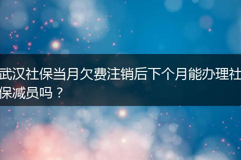 武汉社保当月欠费注销后下个月能办理社保减员吗？