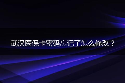 武汉医保卡密码忘记了怎么修改？