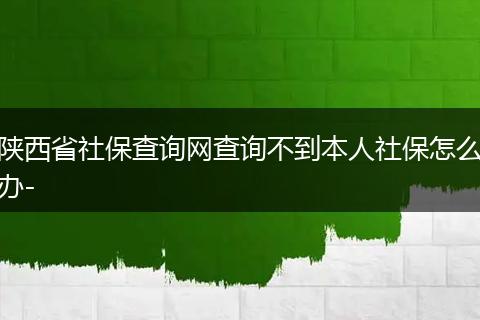 陕西省社保查询网查询不到本人社保怎么办-