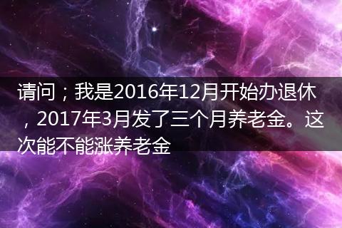 请问；我是2016年12月开始办退休，2017年3月发了三个月养老金。这次能不能涨养老金
