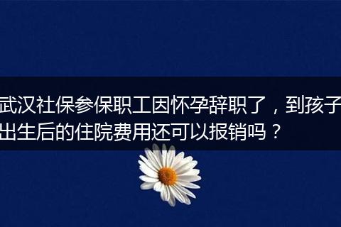 武汉社保参保职工因怀孕辞职了，到孩子出生后的住院费用还可以报销吗？