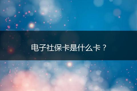 电子社保卡是什么卡？