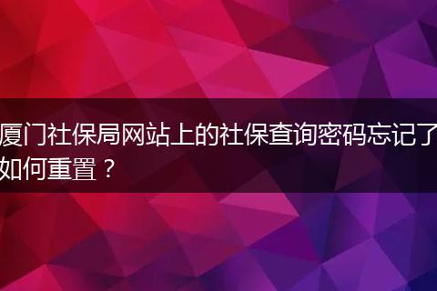 厦门社保局网站上的社保查询密码忘记了如何重置？