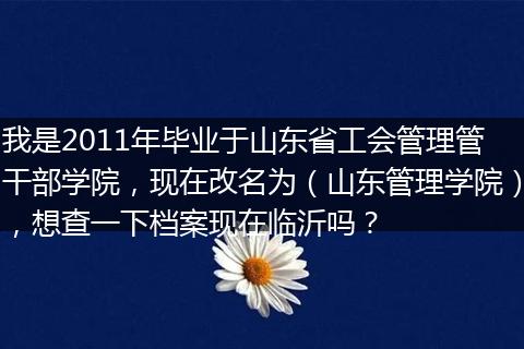 我是2011年毕业于山东省工会管理管干部学院，现在改名为（山东管理学院），想查一下档案现在临沂吗？
