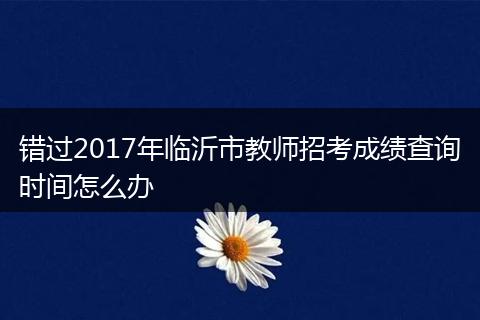 错过2017年临沂市教师招考成绩查询时间怎么办
