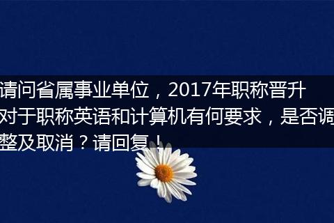 请问省属事业单位，2017年职称晋升对于职称英语和计算机有何要求，是否调整及取消？请回复！