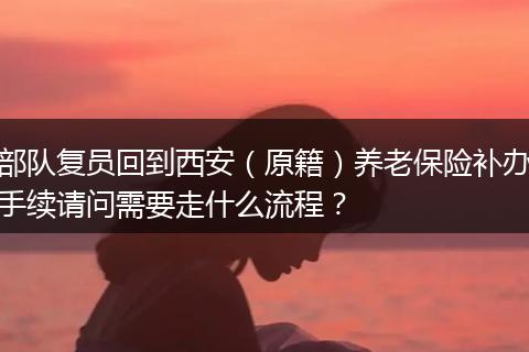 部队复员回到西安（原籍）养老保险补办手续请问需要走什么流程？