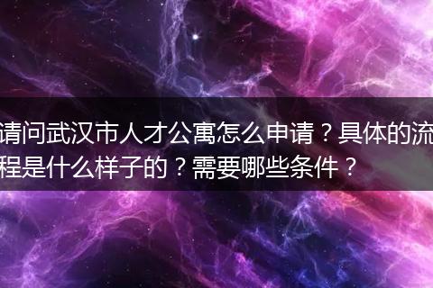 请问武汉市人才公寓怎么申请？具体的流程是什么样子的？需要哪些条件？