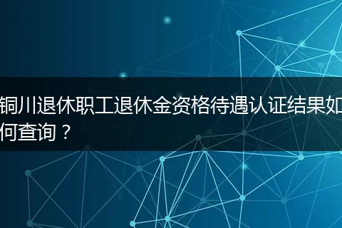 铜川退休职工退休金资格待遇认证结果如何查询？
