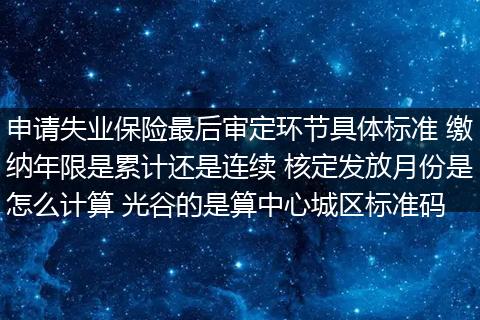 申请失业保险最后审定环节具体标准 缴纳年限是累计还是连续 核定发放月份是怎么计算 光谷的是算中心城区标准码
