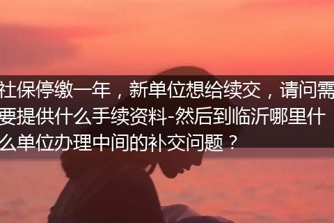 社保停缴一年，新单位想给续交，请问需要提供什么手续资料-然后到临沂哪里什么单位办理中间的补交问题？