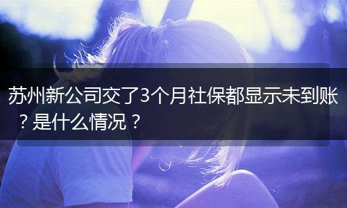 苏州新公司交了3个月社保都显示未到账 ？是什么情况？