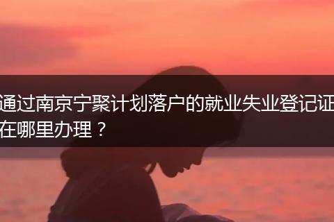 通过南京宁聚计划落户的就业失业登记证在哪里办理？