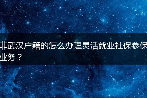 非武汉户籍的怎么办理灵活就业社保参保业务？