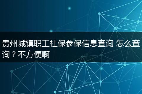 贵州城镇职工社保参保信息查询 怎么查询？不方便啊
