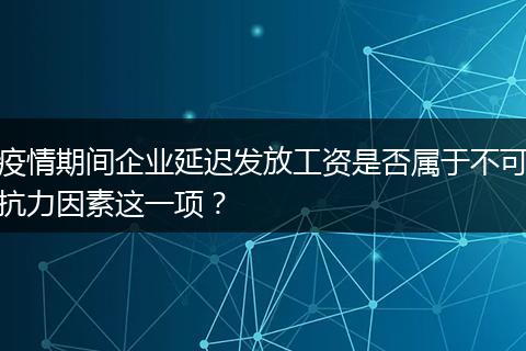疫情期间企业延迟发放工资是否属于不可抗力因素这一项?