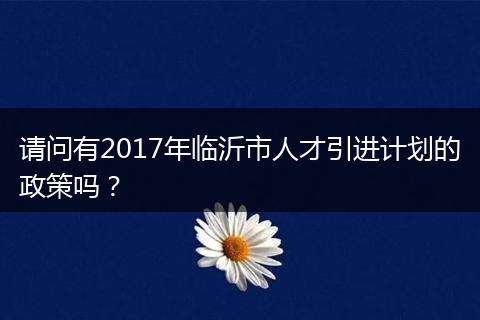 请问有2017年临沂市人才引进计划的政策吗？
