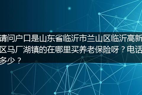 请问户口是山东省临沂市兰山区临沂高新区马厂湖镇的在哪里买养老保险呀？电话多少？