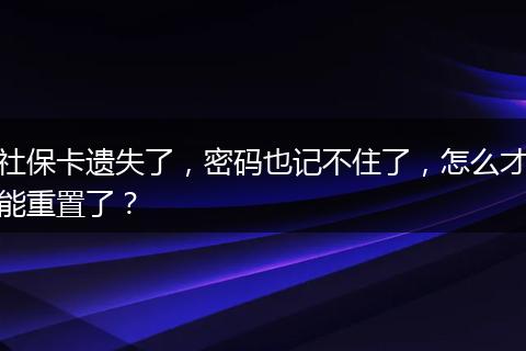 社保卡遗失了，密码也记不住了，怎么才能重置了？