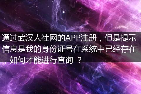 通过武汉人社网的APP注册，但是提示信息是我的身份证号在系统中已经存在 ，如何才能进行查询 ？