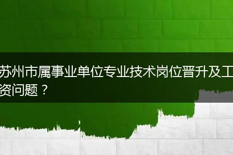 苏州市属事业单位专业技术岗位晋升及工资问题？