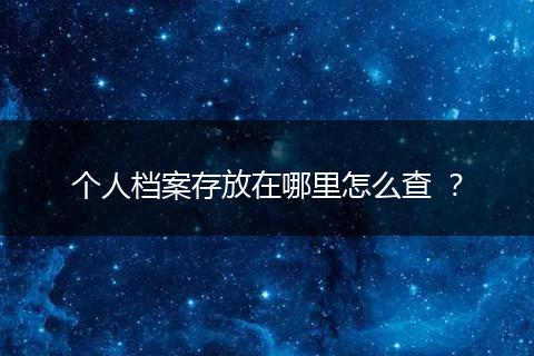 个人档案存放在哪里怎么查 ？