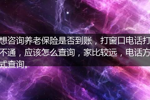 想咨询养老保险是否到账，打窗口电话打不通，应该怎么查询，家比较远，电话方式查询。