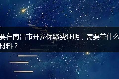 要在南昌市开参保缴费证明，需要带什么材料？