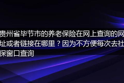 贵州省毕节市的养老保险在网上查询的网址或者链接在哪里？因为不方便每次去社保窗口查询