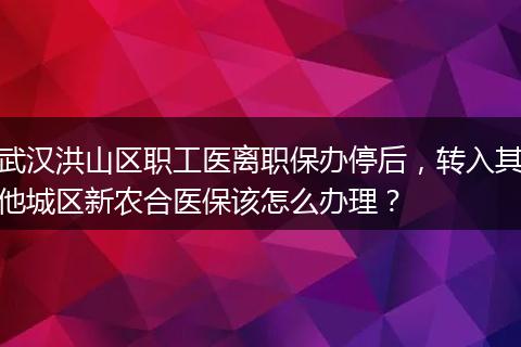 武汉洪山区职工医离职保办停后，转入其他城区新农合医保该怎么办理？