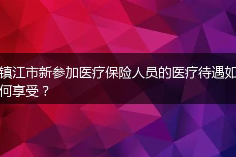 镇江市新参加医疗保险人员的医疗待遇如何享受？