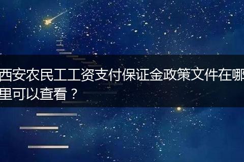 西安农民工工资支付保证金政策文件在哪里可以查看？