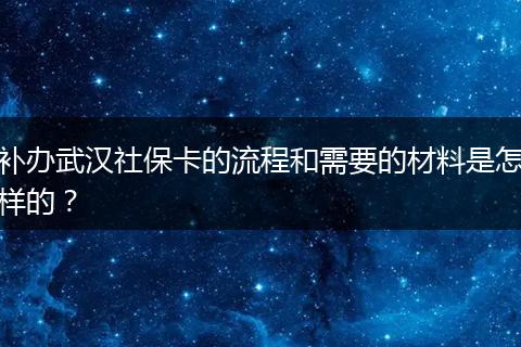 补办武汉社保卡的流程和需要的材料是怎样的？