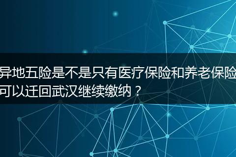 异地五险是不是只有医疗保险和养老保险可以迁回武汉继续缴纳？