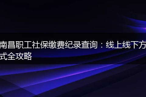 南昌职工社保缴费纪录查询：线上线下方式全攻略