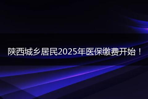 陕西城乡居民2025年医保缴费开始！