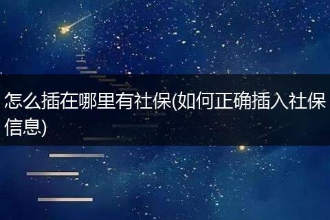 怎么插在哪里有社保(如何正确插入社保信息)