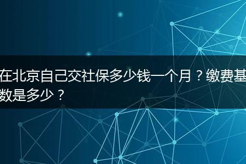在北京自己交社保多少钱一个月？缴费基数是多少？