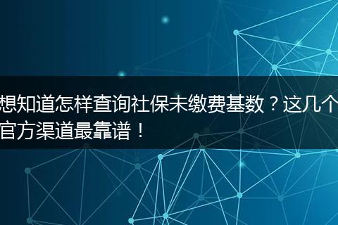 想知道怎样查询社保未缴费基数？这几个官方渠道最靠谱！