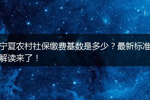 宁夏农村社保缴费基数是多少？最新标准解读来了！