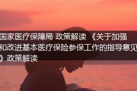 国家医疗保障局 政策解读 《关于加强和改进基本医疗保险参保工作的指导意见》政策解读
