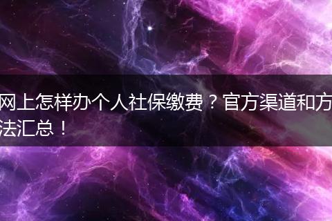 网上怎样办个人社保缴费？官方渠道和方法汇总！
