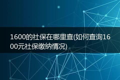 1600的社保在哪里查(如何查询1600元社保缴纳情况)
