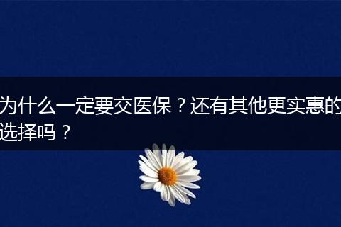 为什么一定要交医保？还有其他更实惠的选择吗？