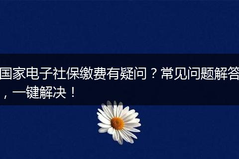 国家电子社保缴费有疑问？常见问题解答，一键解决！